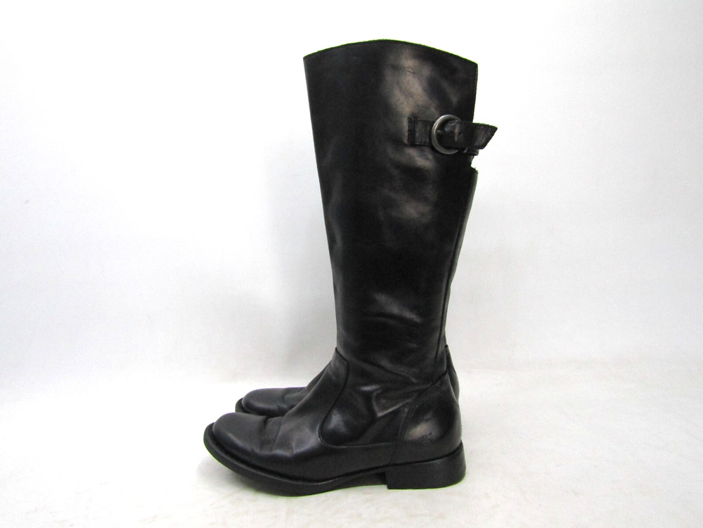 Born Womens Sz 7 M Black Leather Buckle Zip 14.5" Shaft Knee High Fashion Boots